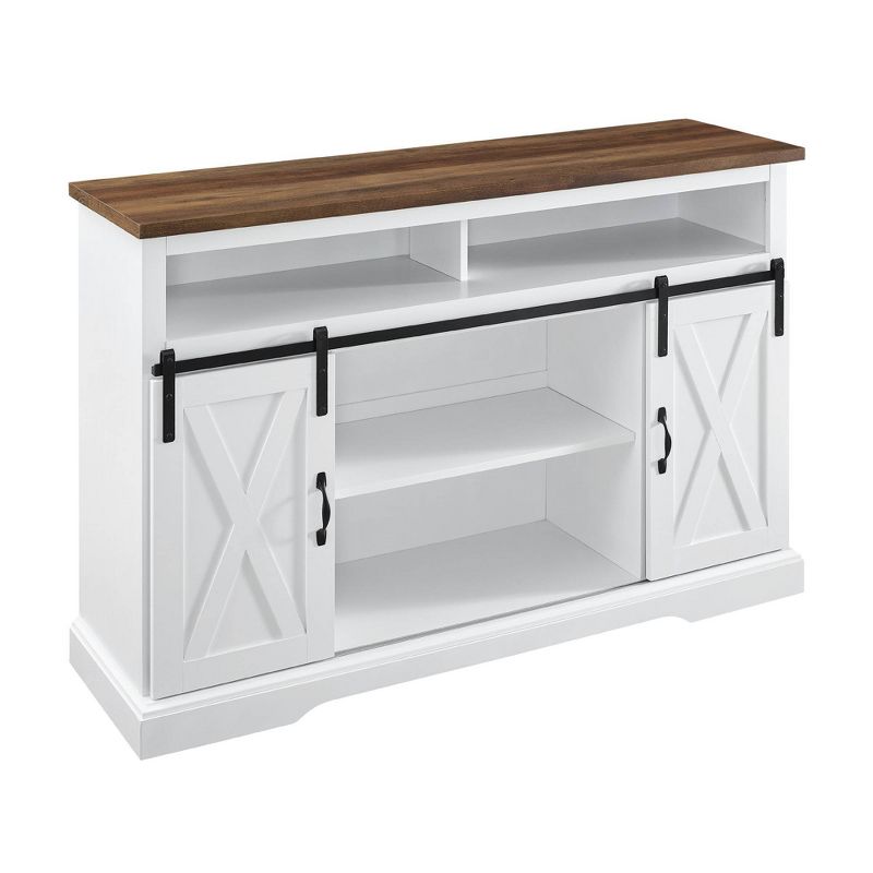 Transitional Sliding Barndoor Highboy TV Stand for TVs up to 58" - Saracina Home, 1 of 26