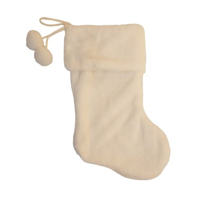 Season's Designs 20In White Faux Fur Front/Velvet Back Stocking
