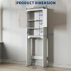 66" Over The Toilet Storage Cabinet, Tall Bathroom Organizer with Double Doors & Adjustable Shelves, Space Saving Cabinet for Small Bathrooms, White - 2 of 4