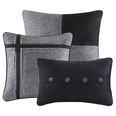 Gray King Faux Suede 7-Piece Comforter Set with Decorative Pillows