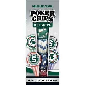 MasterPieces Casino 100 Piece Poker Chip Set - NCAA Michigan State Spartans - 1 of 4