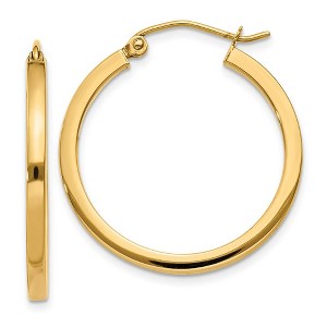 Black Bow Jewelry 2mm, 14k Yellow Gold, Polished Square Tube Hoops, 25mm (1 Inch) - 1 of 4