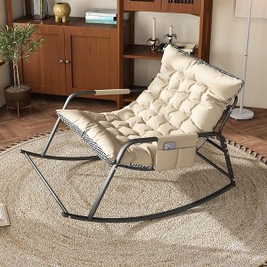 Zeus & Ruta Ergonomic Rocking Chair with Storage, Cushions & Armrests, All-Season Breathable Lounge Recliner - 1 of 4