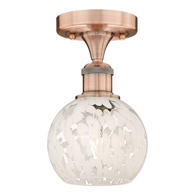 White Mouchette - 1 Light Semi-Flush Mount In Modern Style-8.13 Inches Tall and 6 Inches Wide