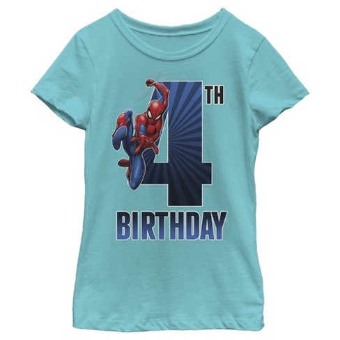 Spiderman Custom Birthday T shirt kids size 4 White short sleeve