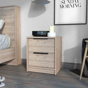 Lyngins 2 Drawers Nightstand with Black Handle Design,End Table for Bedroom,Living Room, - 1 of 4