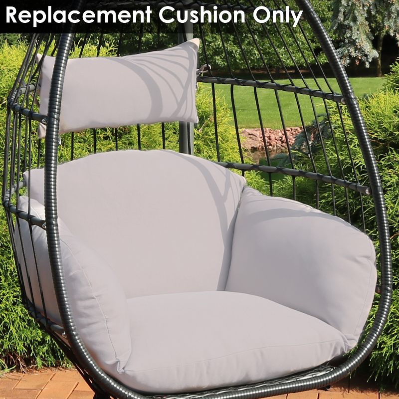 Sunnydaze Outdoor Replacement Headrest and Cushions for Penelope or Oliver Hanging Lounge Egg Chair - 2pc, 4 of 8