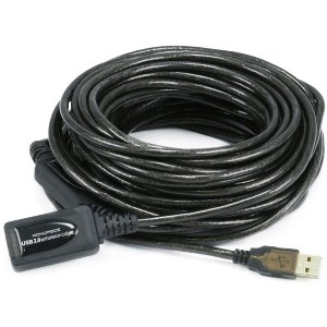 Monoprice USB 2.0 Extension Cable - 49 Feet - Black | USB Type-A Male to Type-A Female, Active, 28/24AWG, Repeater, Kinect, and PS3 Move Compatible - 1 of 4