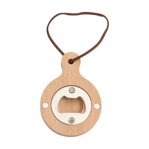 Unique Bargains Bottle Opener Magnetic Bottle Opener Beech Wood Handle Magnet Wood Light Brown 2.36"x3.35"x0.47" 1 Pcs - 1 of 4