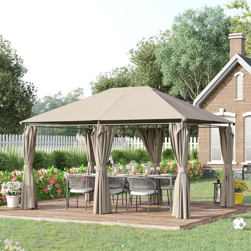 Outsunny 10' x 13' Outdoor Patio Gazebo Canopy Shelter with 6 Removable Sidewalls, & Steel Frame for Garden, Lawn, Backyard and Deck, 3 of 9