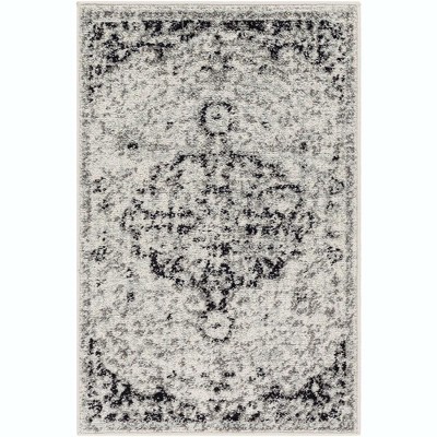 Mark & Day Olivia 2'x3' Rectangle Woven Indoor Area Rugs Black Gray: Traditional Medallion, Stain-Resistant, Pet Friendly