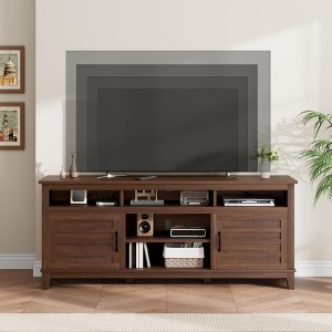 70.9" Farmhouse TV Stand for 80" TVs, Entertainment Center with Adjustable Shelves & Cabinet Doors for Living Room - 1 of 4