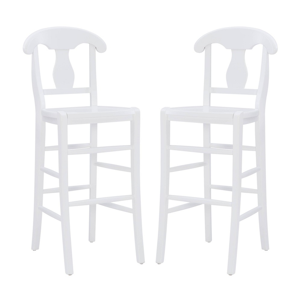 Set of 2 Emmett Splat Back Glossy Finished Barstools White - Linon: Solid Beechwood, No Assembly Required