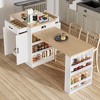 Racxily Extendable Island Console with Drawers, Double-door Cabinet, and Open Shelving, Dining Table, White - 3 of 4