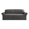 Sure Fit Hampstead Stretch Velvet Sofa Machine Washable Couch Cover Charcoal Gray: Plush, Pet Friendly, Indoor Use - 3 of 4