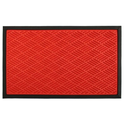 Raj 1'6" x 2'6" Molded Rubber Poly Doormat Red/Black