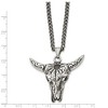 Black Bow Jewelry Men's Stainless Steel Antiqued XL Steer Skull Necklace, 20 Inch - 3 of 4