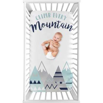Sweet Jojo Designs Gender Neutral Photo Op Fitted Crib Sheet Grey and Aqua Mountains Grey and Blue