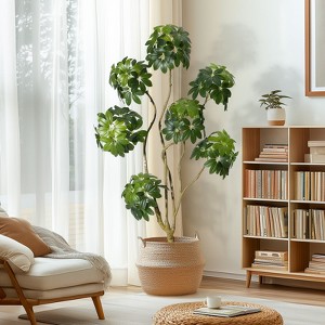 Garvee Fake Plant Indoor,Artificial Umbrella Schefflera Tree in White Pot with Multiple Trunks Design, Faux Floor Tree Fake Trees for Home - 1 of 4
