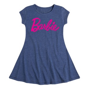 Girls' - Barbie - Classic Logo Fit & Flair Cap Sleeve Dress - 1 of 3