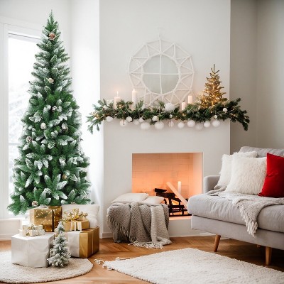 Resenkos 7.5 Feet Artificial Christmas Tree with Pine Cones