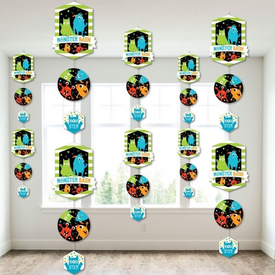 Big Dot of Happiness Monster Bash - Little Monster Birthday Party or Baby Shower DIY Dangler Backdrop - Hanging Vertical Decorations - 30 Pieces