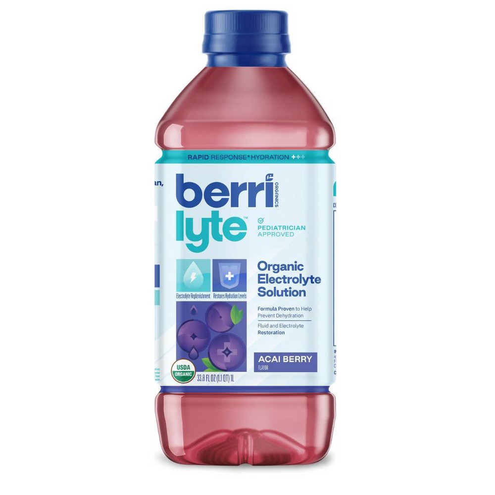 Berri Lyte Organic Plant-Based Electrolyte Drink Solution - Acai Berry - 33.8 fl oz