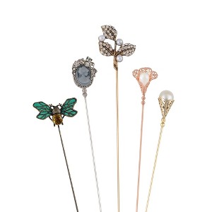 Anna-Kaci 5Pcs Vintage Cameo and Rhinestone Hat Lapel Pin Set for Secure Styling on Scarves Coats and Hats - 5pcs Gorgeous - 1 of 4