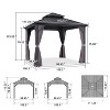 PURPLE LEAF Permanent Hardtop Gazebo Aluminum Frame Gazebo with Galvanized Steel Double Roof, UV-Resistant, Netting & Curtains included - Grey - 2 of 4