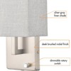 CLAXY Modern Plug in Wall Sconce with Grey Fabric Shade Brushed Nickel - 4 of 4