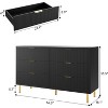 Garvee Modern 6-Drawer Dresser with Gold Handles White Fluted Panel Design 56.3 L x 18.1 W x 33.5 H, Black - 2 of 4