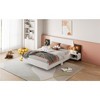 Okak Queen Floating Platform Bed Frame with Bedside Nightstand Bed with LED Strong Wood Slats No Springs Required Easy to Assemble, White - 3 of 4