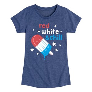 Girls' - Instant Message - Red, White, & Chill Classic Ice Cream Truck Popsicle Fitted Short Sleeve Graphic T-Shirt - 1 of 4