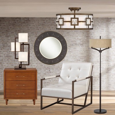 19" Crystal Bronze Drum Semi-Flush Mount Ceiling Light