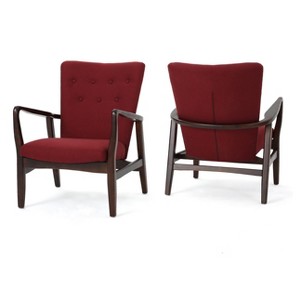 Becker Upholstered Arm Chair (Set of 2) - Deep Red - Christopher Knight Home