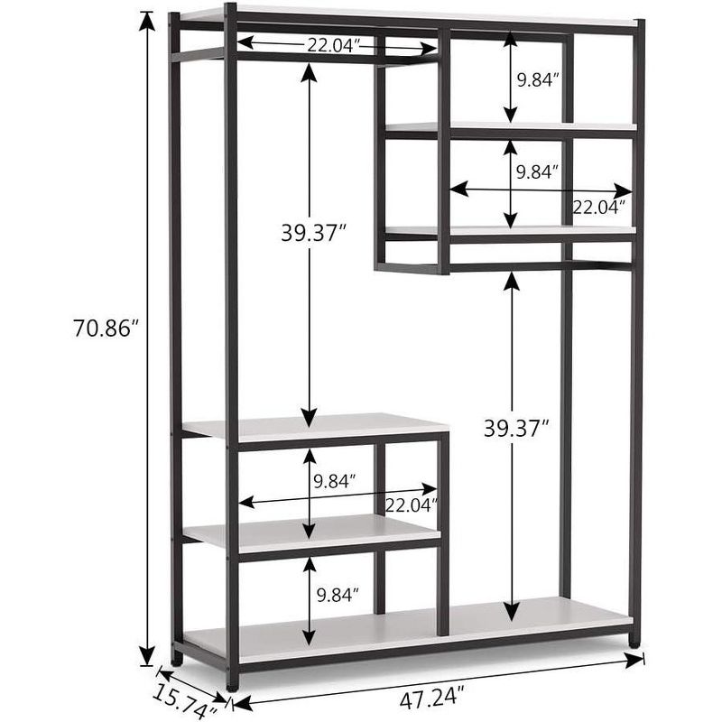 Tribesigns 47" Freestanding Closet Organizer, Double Hanging Rod Clothes Garment Racks with Storage Shelves, 3 of 9