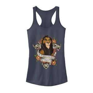 Juniors Womens Lion King Scar Surrounded By Idiots Tattoo Racerback Tank Top - 1 of 3