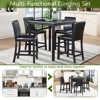 Aukfa 5-Piece Counter Height Dining Set with Crystal Decor: Square Wood Table, 4 Upholstered Chairs , Ideal for Kitchen - 3 of 4