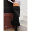 Women Cargo Skirts Casual A-Line Side Drawstring Split Back Midi Long Denim Skirt with Pockets,L,black - 3 of 4