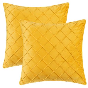 Unique Bargains Velvet Solid Geometric Textured Pillow Covers 2 Pcs - 1 of 4