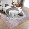 Washable Vintage Oriental Rug Non Slip Low Pile Rug Soft Throw Floor Cover Retro Medallion Indoor Carpet for Living Room Bedroom - 4 of 4