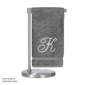 BC BARE COTTON Monogrammed Bath Towel, Personalized Gift, 27 x 54 inches - Set of 2 - Gray - Silver Script - 1 of 1