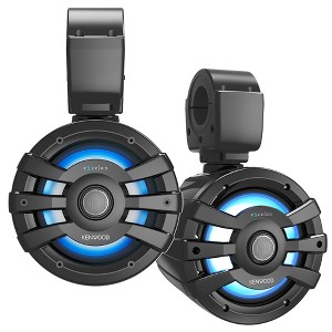 Kenwood XM77TBL Marine/Powersports Tower Speakers with Black Enclosures, 7.7" 2-Way Speaker, 21-Color Front & Back RGB Illumination, Cast Aluminum ... - 1 of 3