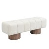 Modern Bedroom End Of Bed Bench,Chenille Upholstered Bench with Round Wood Legs,Rectangular Multi-Functional Entryway Ottoman-Cuddlewood - 3 of 4