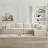137.8" Corduroy Upholstery L-Shaped Cloud Modular Sectional Sofa with Right Chaise and Pillows, All-Foam Compression Design - 2 of 4