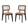 HOMLUX Set of 2 Rattan and Oak Dining Chairs with Ash Wood Legs includes Rubber Floor Protectors - 2 of 4