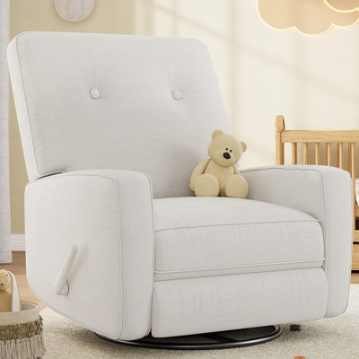 360° Swivel Glider Chair for Nursery, Rocking Chair Nursing Chair, 90°-150° Tilt Angle, Corduroy Glider with High Back for Living Room