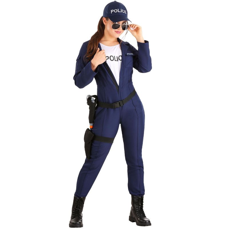 HalloweenCostumes.com Women's Plus Size Tactical Cop Jumpsuit, 3 of 4