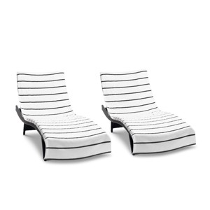 Arkwright Las Rayas Chaise Lounge Cover - (Pack of 2) 100% Cotton Terry Towel with Fitted Pocket, 30x85 - 1 of 4
