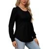 Coolmee Women's Long Sleeve Shirts Pleated Crewneck Business Casual Blouses - 2 of 4